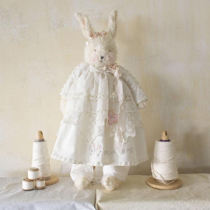 RETIRED - Hutch Studio - Mis Nel Chenille - One Of A Kind Bunny